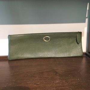 Vintage Leather Forest Green Clutch